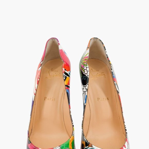 Christian Louboutin Hot Chick 100 Printed Patent Sapeur Pumps Heels Size 37 US 7 - Picture 6 of 14